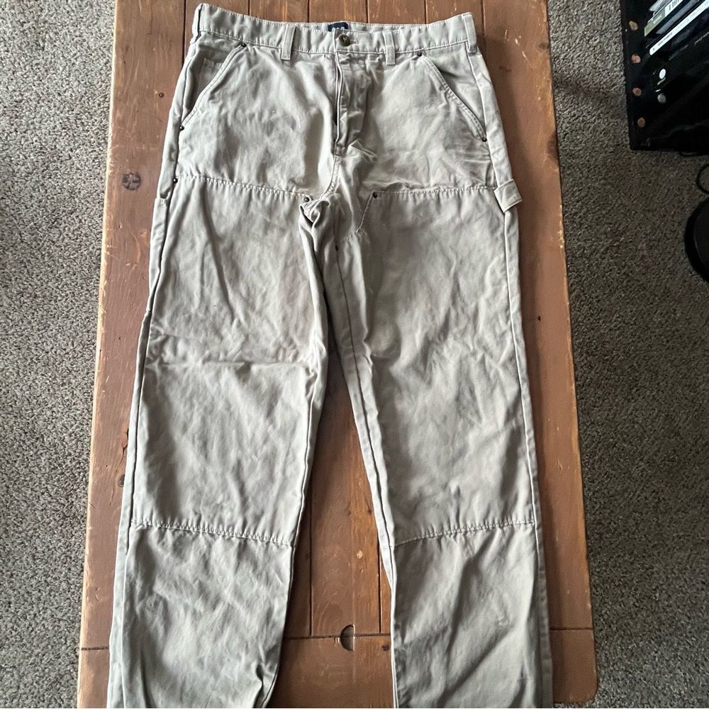 GAP Men's Carpenter Pants 30x30 Khaki Beige Relaxed Fit Workwear - Picture 2 of 9